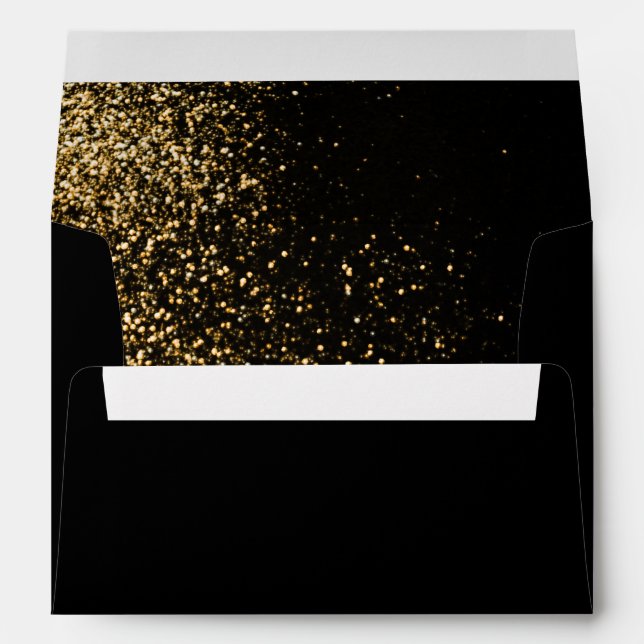 Black Gold Glitter Golden Luxury Modern Envelope (Back (Bottom))