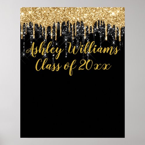 Black Gold Glitter Graduation Photo Prop Grad Post Poster