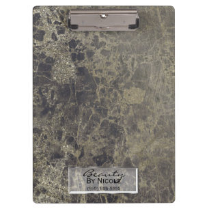 Black Gold Glitter Granite Glam Personalized Clipboard