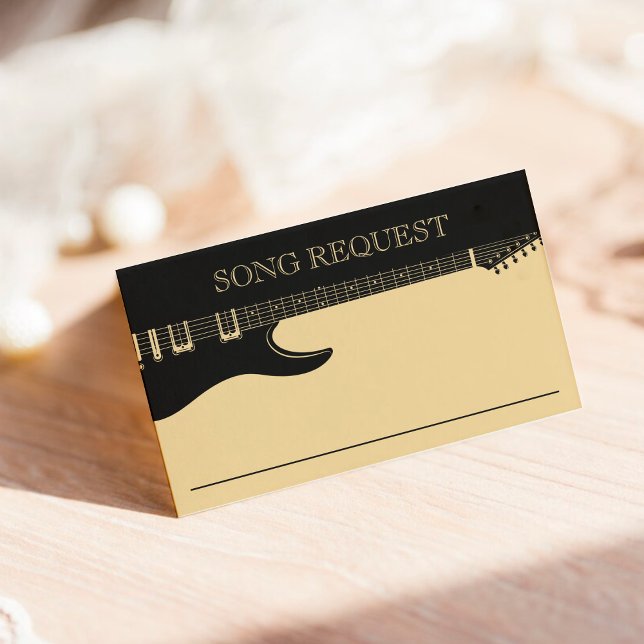 Black & Gold Glitter Guitar Wedding Song Request Enclosure Card (Black & Gold Glitter Guitar Wedding Song Request Enclosure Card
)
