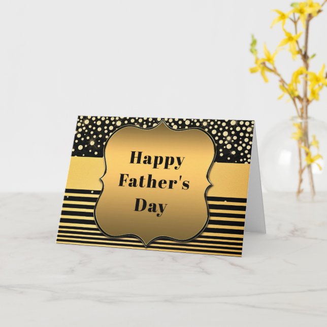Black Gold Glitter Happy Father's Day Card (Yellow Flower)