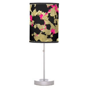 Black Gold Glitter Hot Pink Abstract Peeling Glam Table Lamp