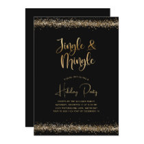 Black Gold Glitter Jingle and Mingle Holiday Party Invitation