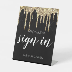 Black gold glitter lash appointment Sign