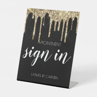 Black gold glitter lash appointment Sign