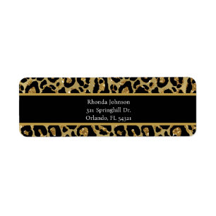 Black Gold Glitter Leopard Print Animal Print Label