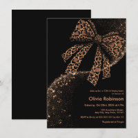 Black Gold Glitter Leopard Print Bow 30th Birthday