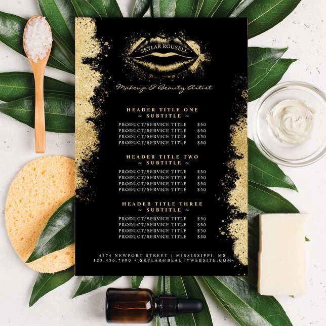 Black Gold Glitter Lips Makeup Artist Price List (Creator Uploaded)