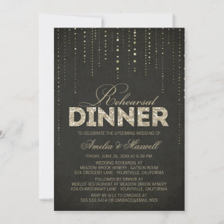 Black & Gold Glitter Look Rehearsal Dinner Invitation