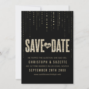Black & Gold Glitter Look Save The Dates Save The Date