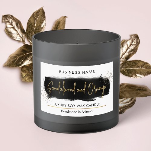 Black  Gold Glitter Modern Candle Packaging Rectangular Sticker