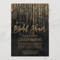 Black Gold Glitter Pearl Marble Bridal Shower Mail
