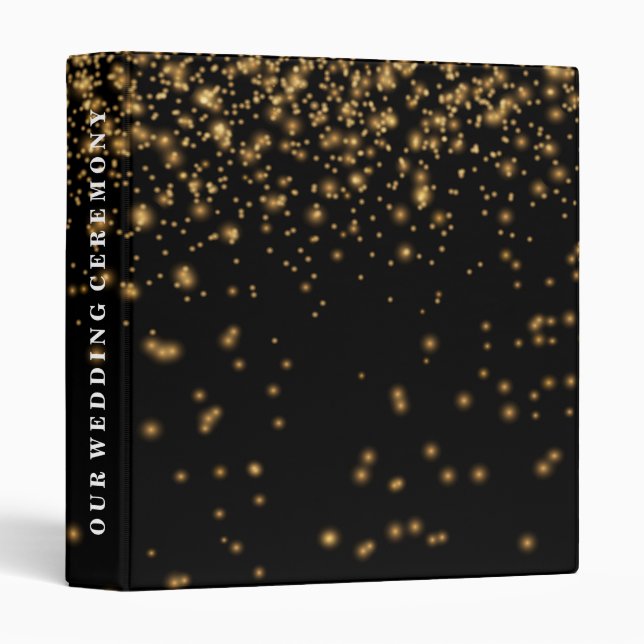 Black Gold Glitter Personalize 3 Ring Binder (Front/Spine)