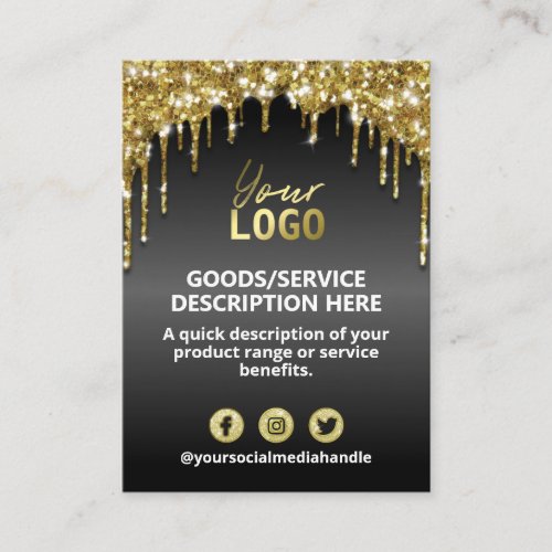 Black Gold Glitter Price Ingredients Product Range Business Card