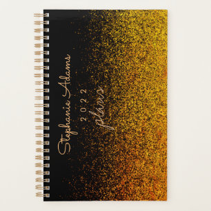 Black Gold Glitter Signature Monogram Planner