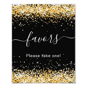 Black gold glitter sparkle cards gift photo print