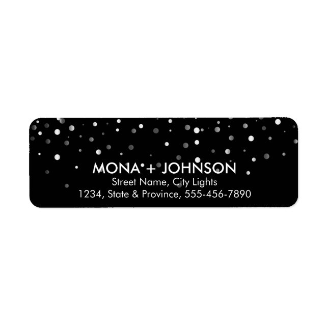 Black Gold Glitter Sparkle Confetti Dots Modern Label (Front)