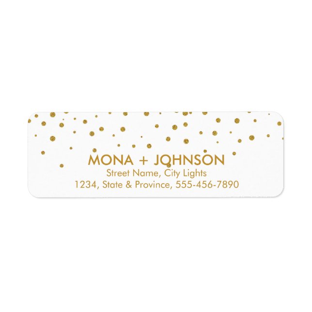 Black Gold Glitter Sparkle Confetti Dots Modern Label (Front)