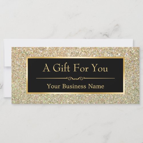 Black Gold Glitter Sparkling Gift Certificate Card