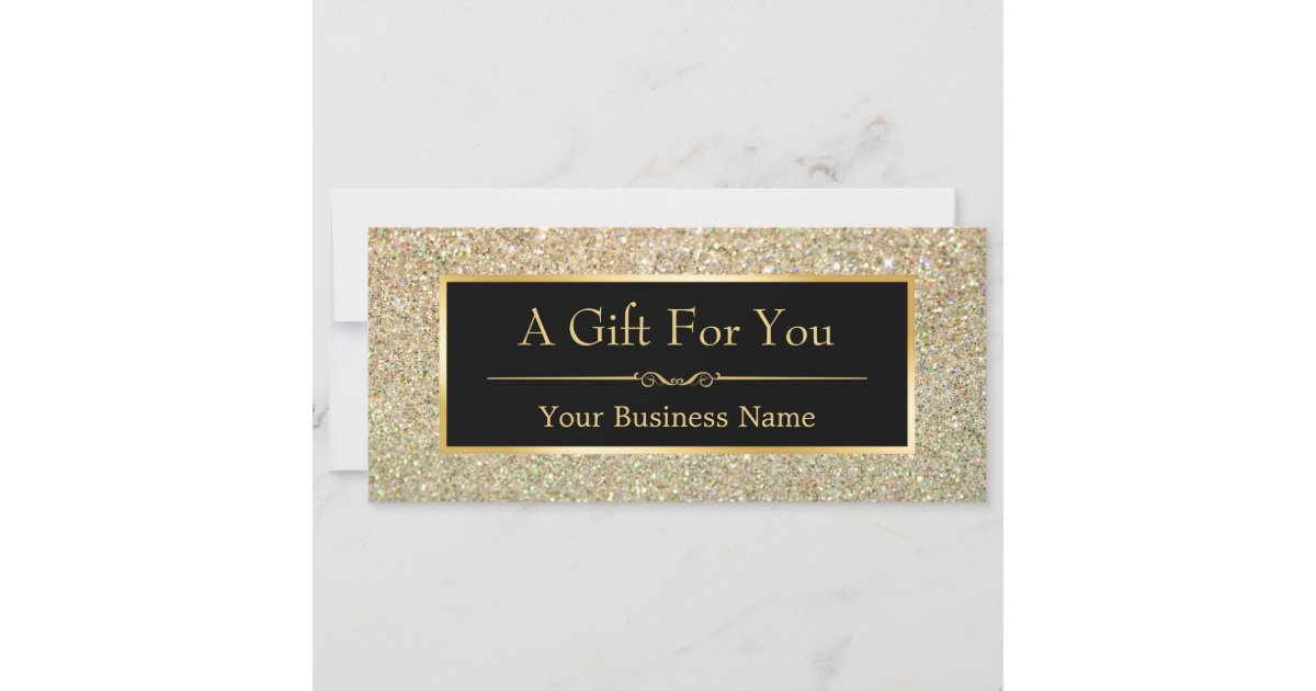 Black Gold Glitter Sparkling Gift Certificate Card Zazzle