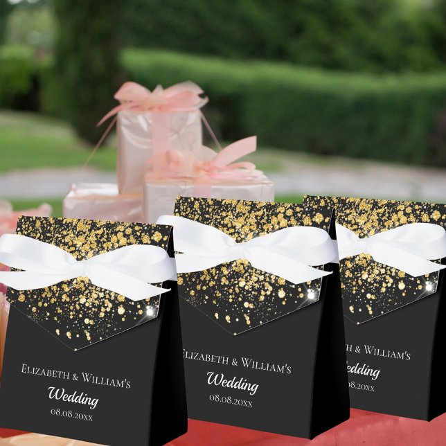 Black gold glitter thank you wedding favor boxes (Creator Uploaded)