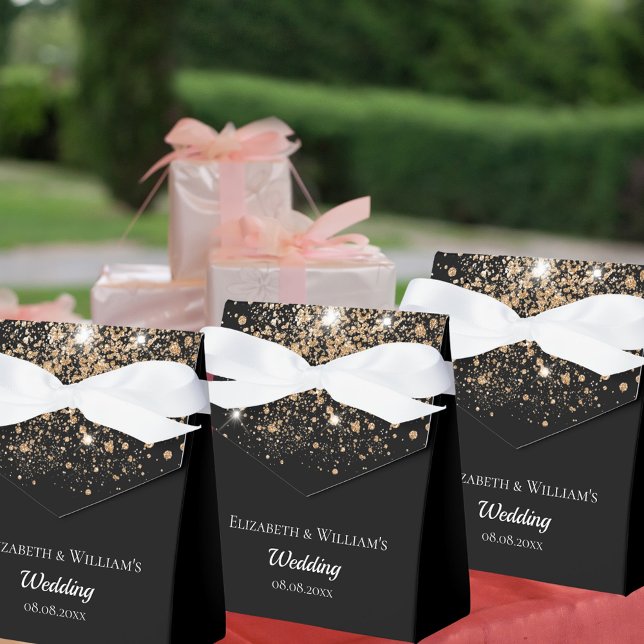 Black gold glitter thank you wedding favor boxes (Creator Uploaded)