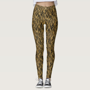 Black & Gold Glitter Tiger Print Leggings