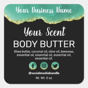 Black Gold Glitter Trim Teal Agate Product Labels