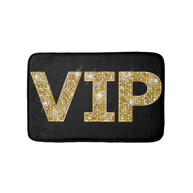 Black & Gold Glitter VIP Bathroom Mat (Front)