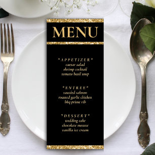 Black & Gold Glitter Wedding Reception Menu