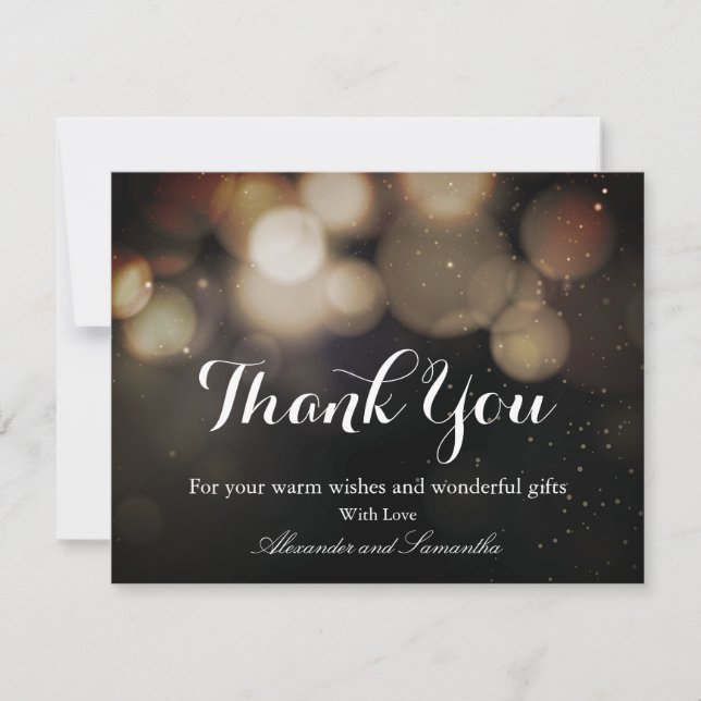 Black & Gold Glitter Winter thank you card (Front)