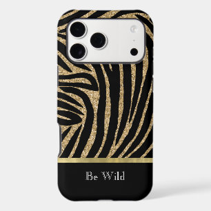 Black Gold Glitter Zebra   iPhone 17 Pro Max Case