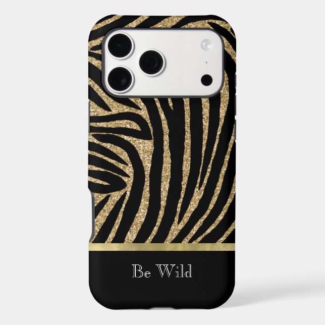 Black Gold Glitter Zebra   Case-Mate iPhone Case (Back)