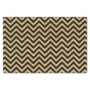 Black Gold Glitter Zigzag Stripes Chevron Pattern Tissue Paper by allpattern at Zazzle