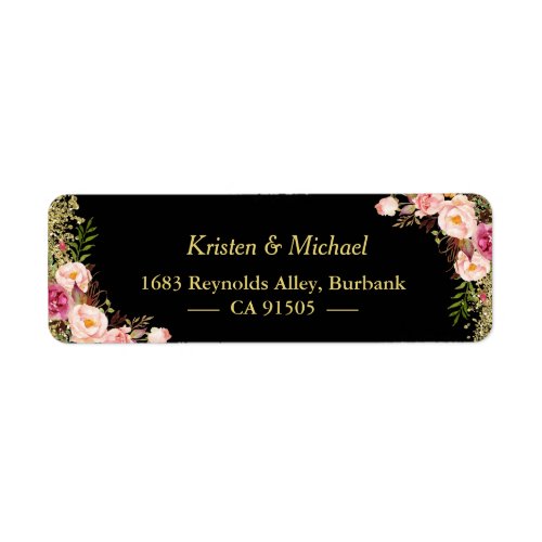 Black Gold Glitters Pink Floral Label - Personalize this "Black Gold Glitters Pink Floral Return Address Label" to add a Seasonal touch. Create yours and send them off in style! 
(1) For further customization, please click the "customize further" link and use our design tool to modify this template. 
(2) If you need help or matching items, please contact me.