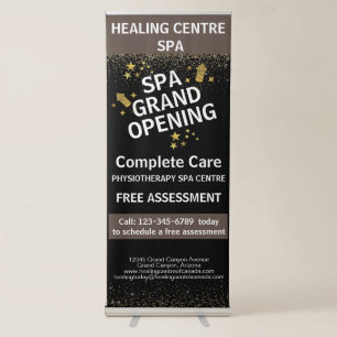 Black Gold Glittery Sparky Salon Medical Center Retractable Banner
