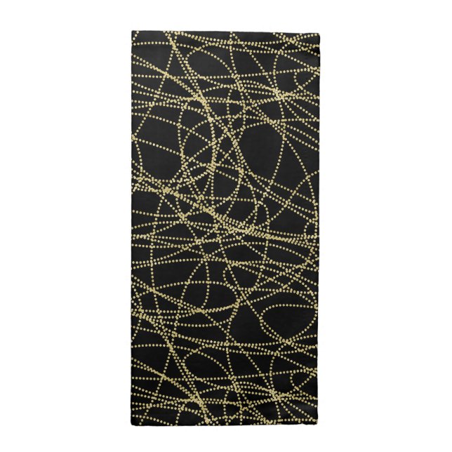 Black Gold Glitzy Abstract Cloth Napkin (Half Fold)
