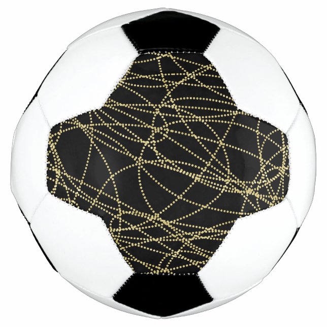 Black Gold Glitzy Abstract Soccer Ball (Front)