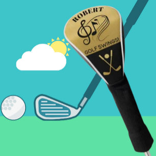 Black & Gold Golf Swings Personalized Golf Head Cover