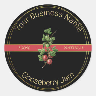 Black & Gold Gooseberry Jam Product Label
