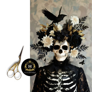 Black & Gold Gothic Skeleton Decoupage Tissue Paper
