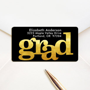 Black gold grad bold typography minimal address label