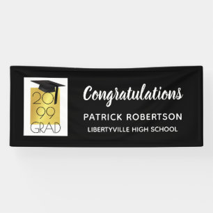 Black & Gold GRAD   Editable Color   Graduation Banner