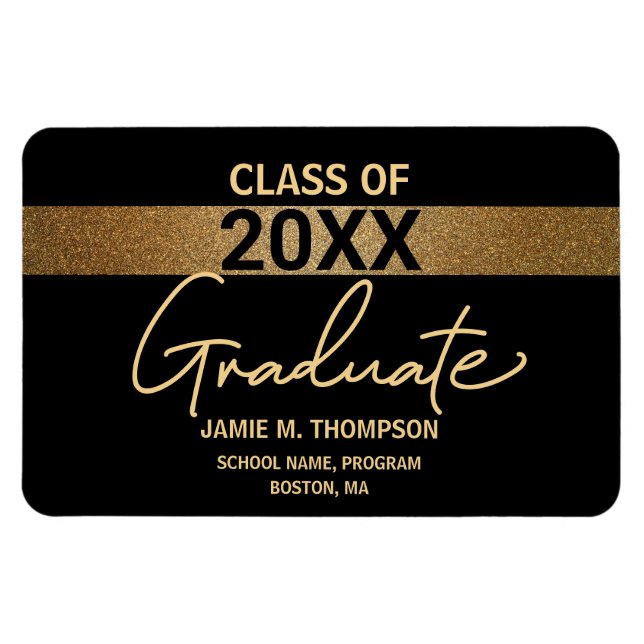 Black Gold Graduate announcement Class of 2024 Magnet (Horizontal)
