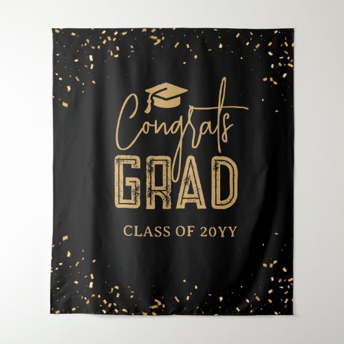 Black Gold Graduation 2024 Photo Booth Tapestry