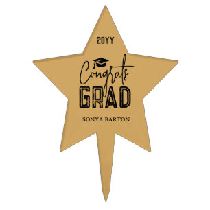Black Gold Graduation 2025 Personalized Cake Topper