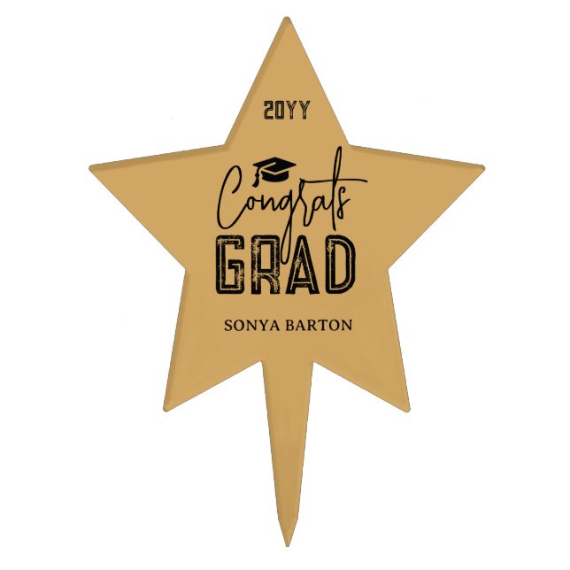 Black Gold Graduation 2025 Personalized Cake Topper (Front)