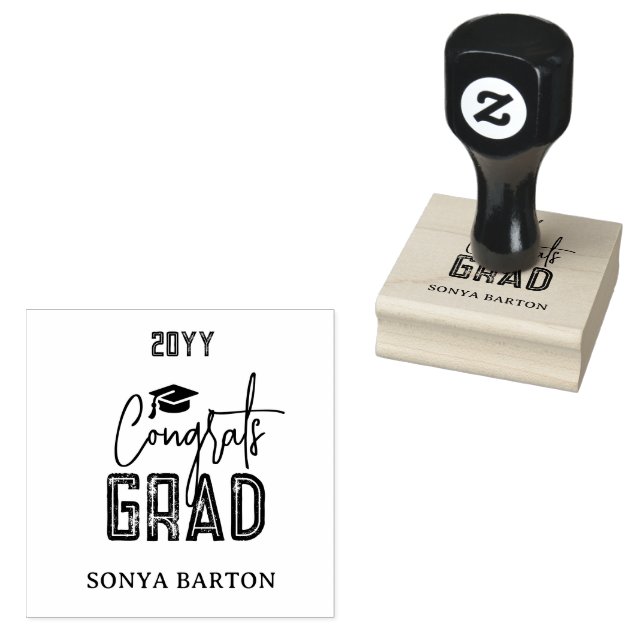 Black Gold Graduation 2026 Customized Rubber Stamp (Stamped)