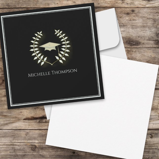 Black Gold Graduation Blank Thank You Card (Creator Uploaded)