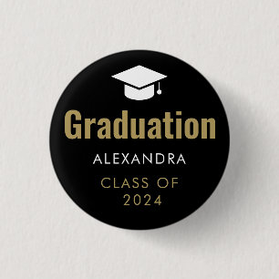 Black Gold Graduation Button